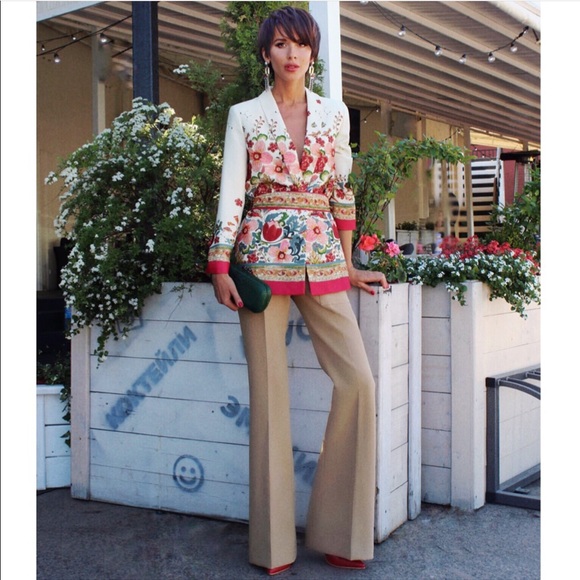 zara printed blazer with belt